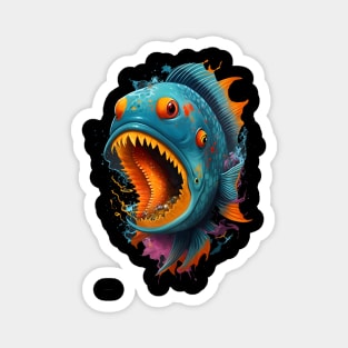 cute colorful piranha fish Magnet