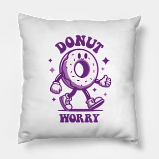 Retro Donut Worry Funny Design Pillow