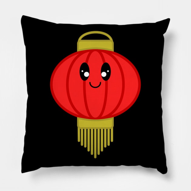 Cute Paper Lantern in Black Background Pillow by Kelly Gigi