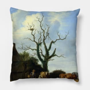 Adriaen van de Velde A Farm with a Dead Tree Pillow