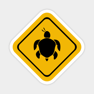 vsco girl turtle funny yellow road sign Magnet