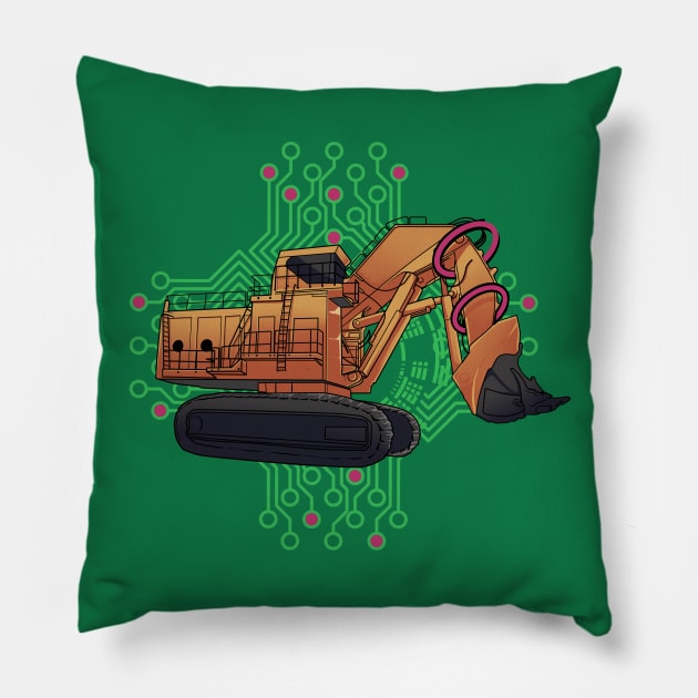 Excavator Geometric Pillow by damnoverload