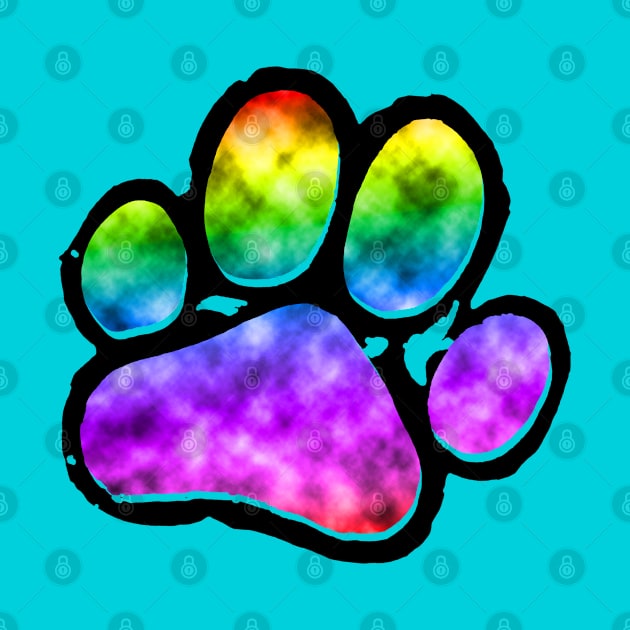 Rainbow Pawprint - Black by Keltaria