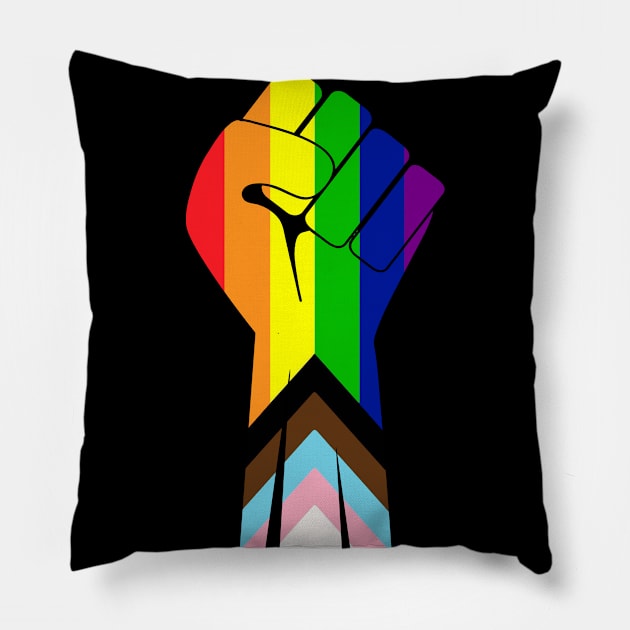 Raised Fist - BLM / Pride Pillow by Forsakendusk