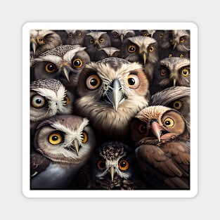 Owl Bird Wild Nature Funny Happy Humor Photo Selfie Magnet