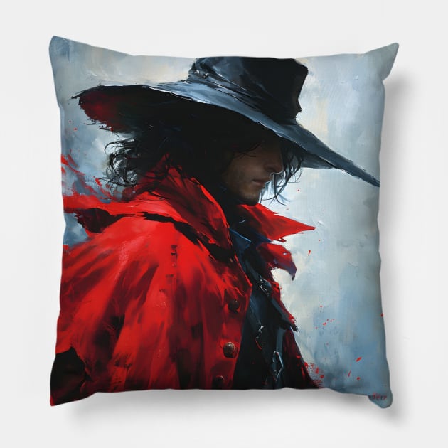 Bloodlust Chronicles: Immortal Bounty Hunts, Gothic Vampire Saga, and Supernatural Adventure in Anime-Manga Art Pillow by insaneLEDP