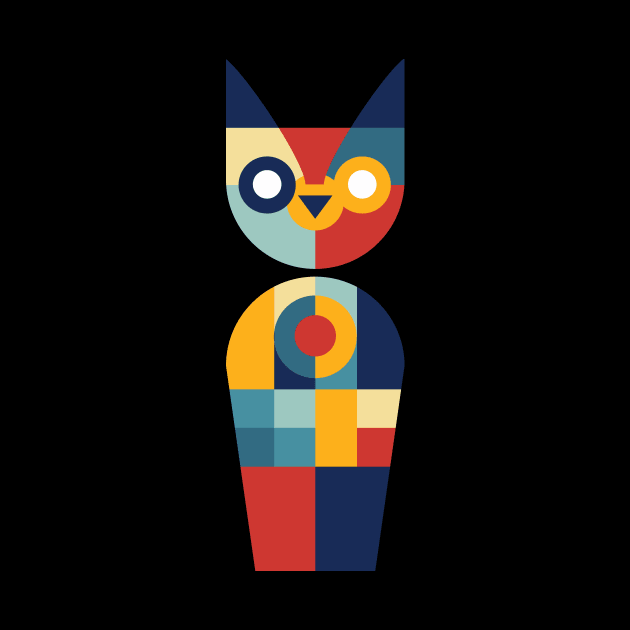 Mid Century Geo Cat by n23tees