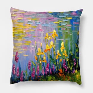 Irises at the pond Pillow