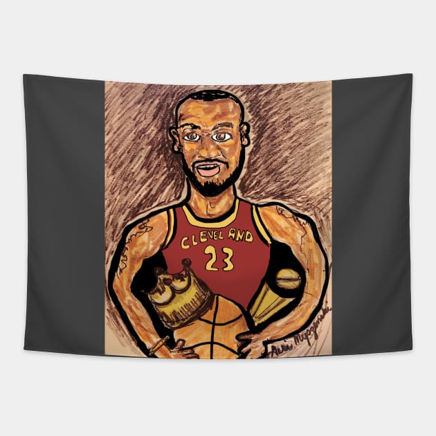 Lebron King James Cleveland Tapestry by TheArtQueenOfMichigan 