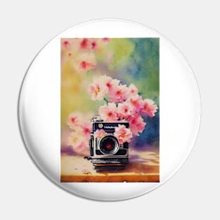 Watercolor vintage camera Pin