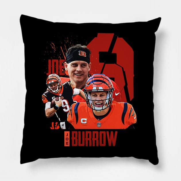 Joe Burrow 9 Pillow by Dami BlackTint