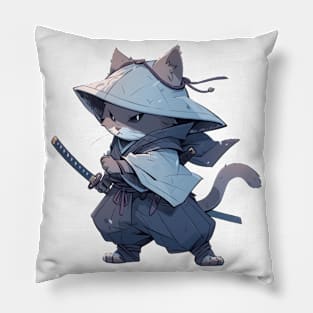 Traveling Samurai style Cat Hero Pillow