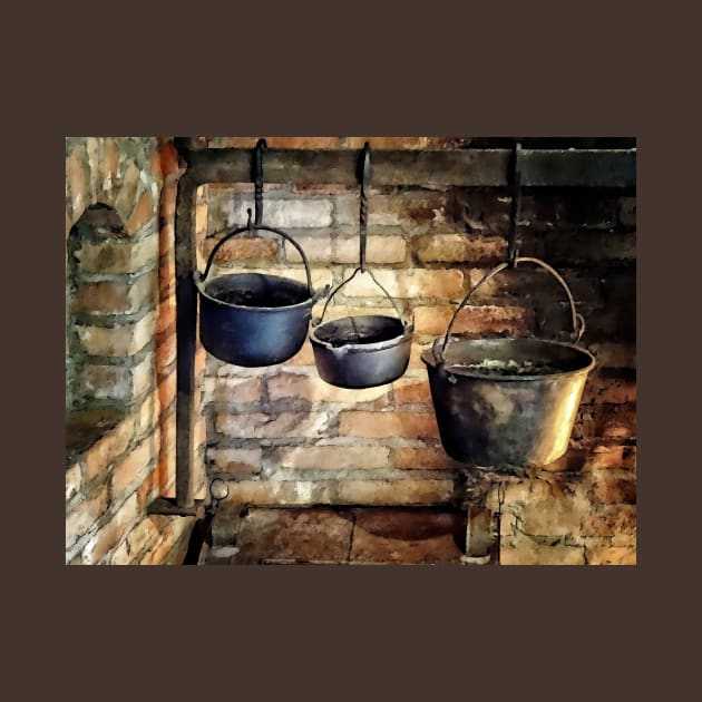 Cooking - Three Pots in Colonial Kitchen by SusanSavad