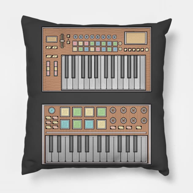 Brown Mini Synthesizer Pillow by milhad