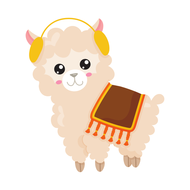 Autumn Llama, Cute Llama, Cute Alpaca, Ear Muffs by Jelena Dunčević