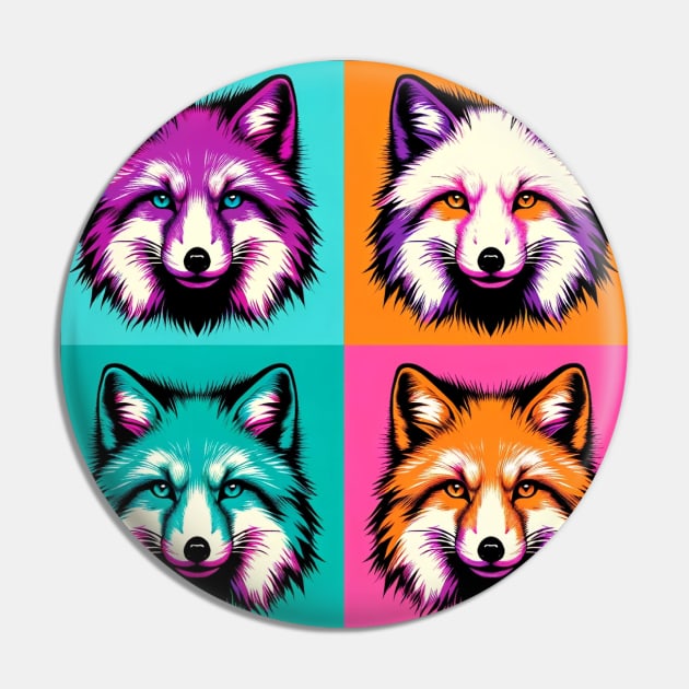 Arctic Fox Pop Art - Cool & Trendy Wildlife Pin by PawPopArt