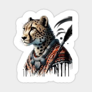 Roar with Style: Authentic African Warrior Cheetah T-Shirt - Limited Edition! Magnet