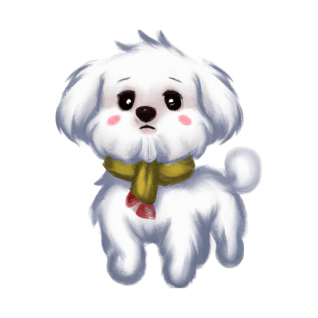 Cute Maltese Dog Drawing by Play Zoo