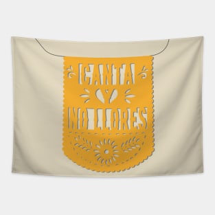 Canta y no llores yellow mexican banner papel picado fiesta handmade decorations cielito lindo san valentines gift Tapestry