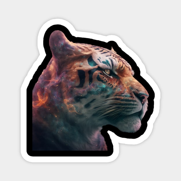 Tiger Face in Space with unique Design Magnet by HappysSpace