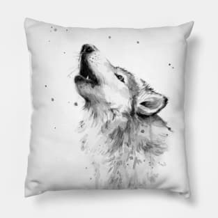 Howling Wolf Watercolor Pillow