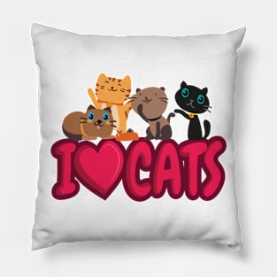 'I Love Cats' Cute Cats Adorable Pillow