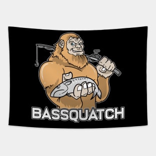 Bassquatch Fishing Fisherman Bigfoot Tapestry