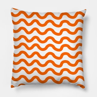 Orange horizontal wavy lines pattern Pillow