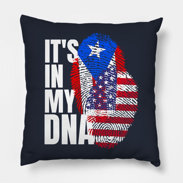 American Plus Puerto Rican Mix DNA Heritage Flag Gift Pillow by Just Rep It!!