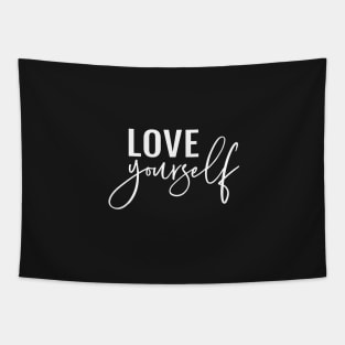 Love yourself, self love, white lettering Tapestry