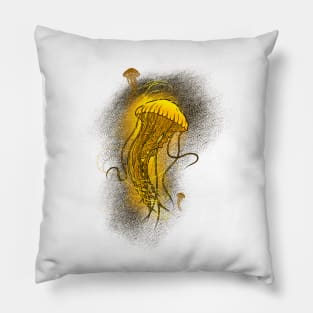 Floating golden jellyfish Pillow