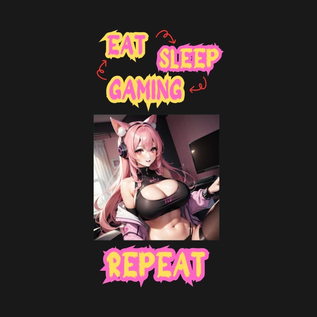 Eat Sleep Gaming Repeat Anime Girl by Clicks Clothes