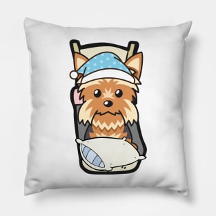 Cute yorkshire terrier is going to bed Pillow