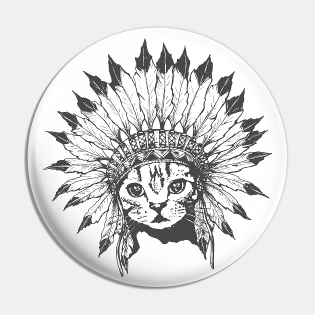 Indian Chief Cat Pin by runcatrun