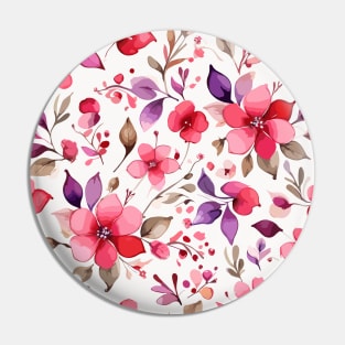 Pink Violet and Brown Floral Pattern on White Pin