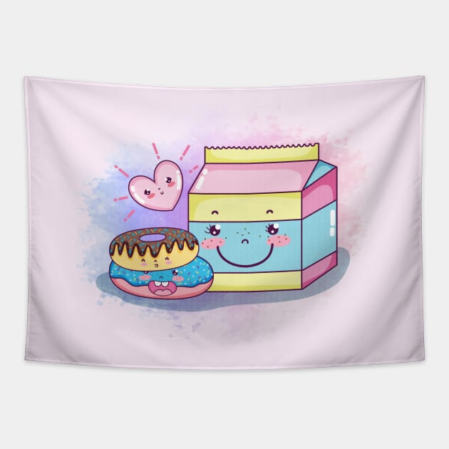 Cute Donut Tapestry by LineXpressions