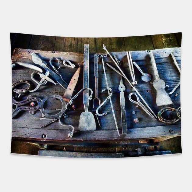 Blacksmith Tools on Table Tapestry by SusanSavad