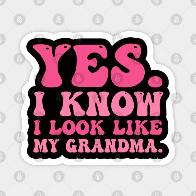 Yes I Know I Look Like My Grandma Breast Cancer Awareness Magnet by cyberpunk art