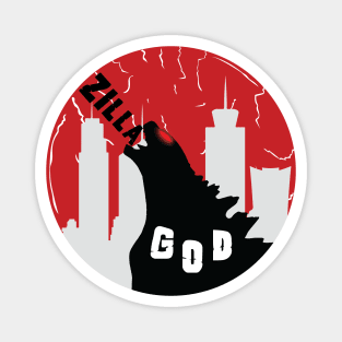 Angry Godzilla With Red Japanese Flag Magnet