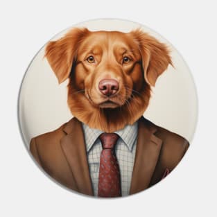 Nova Scotia Duck Tolling Retriever Dog in Suit Pin