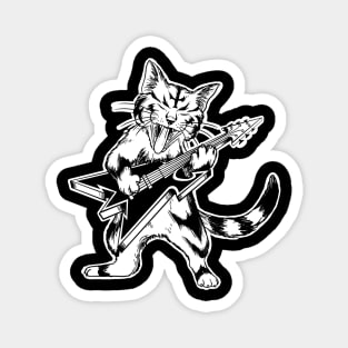 Cute Guitar Cat Metal - Goth and Cat Lover Magnet