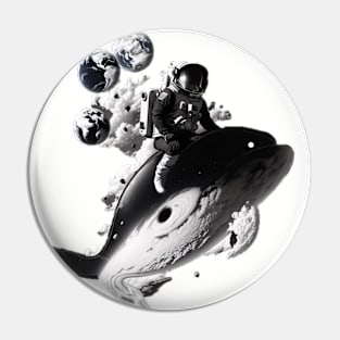 Astronaut On A Whale In Space Pin