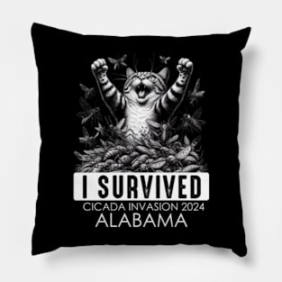 Alabama Cicada Invasion Survivor Funny Cat Pillow