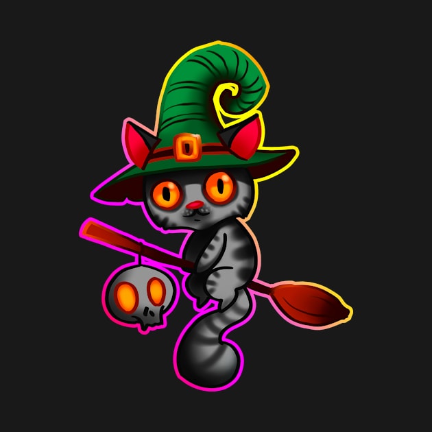 Cat witch with outline by HandsHooks