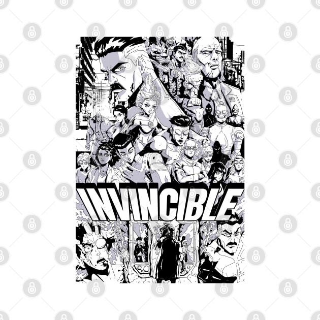 Invincible Manga Poster BW by hansoloski