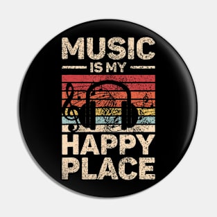 Music Is My Happy Place Musician Outfit EDM Music Lovers DJ Pin