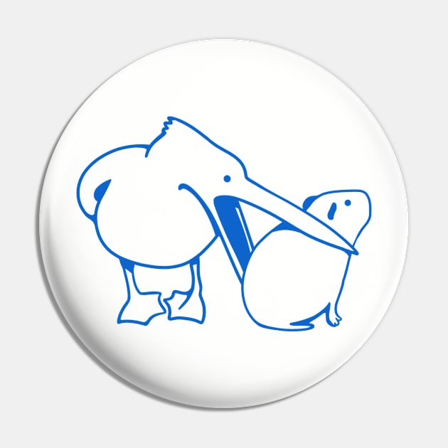Minimalist art of a funny event with Pelican and Capybara in blue ink Pin by croquis design