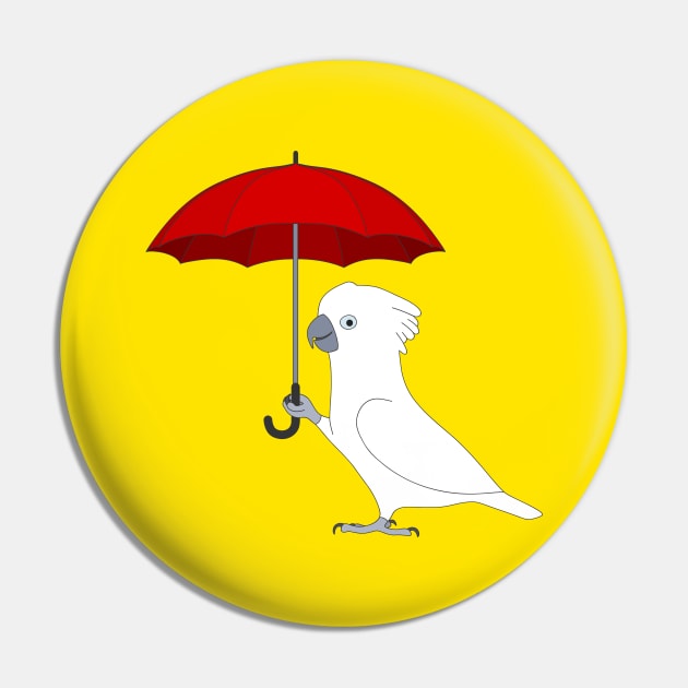 Umbrella Cockatoo With Umbrella Pin by BinChickenBaby