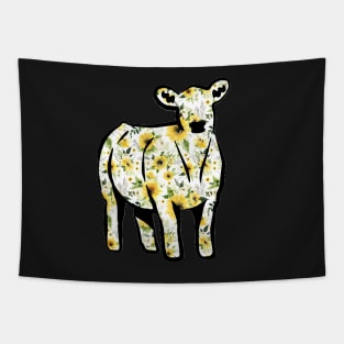 Watercolor Sunflower Floral Cow Silhouette  - NOT FOR RESALE WITHOUT PERMISSION Tapestry