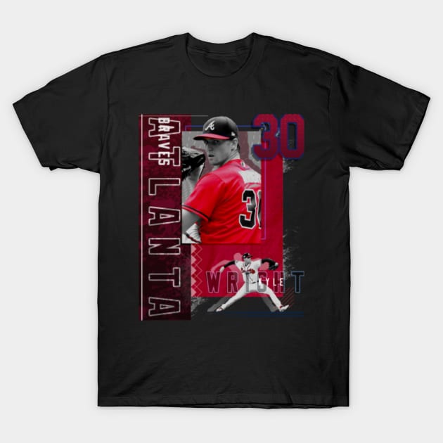 Kyle Wright Baseball Paper Poster Braves 2 - Kyle Wright - T-Shirt